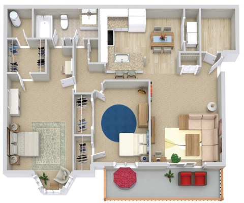 Floor plan for 2 beds, 1 bath, 1155 sqft